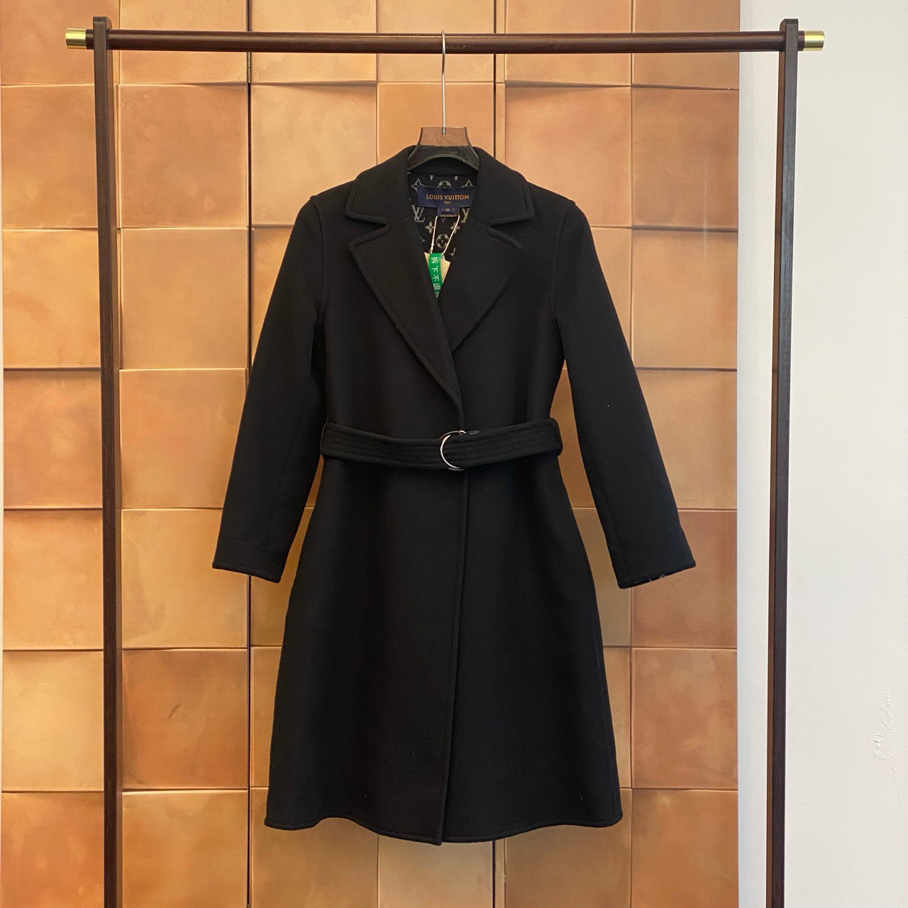 Louis Vuitton Lv爆款黑色内里老花满印羊毛大衣/34码/99新/30056