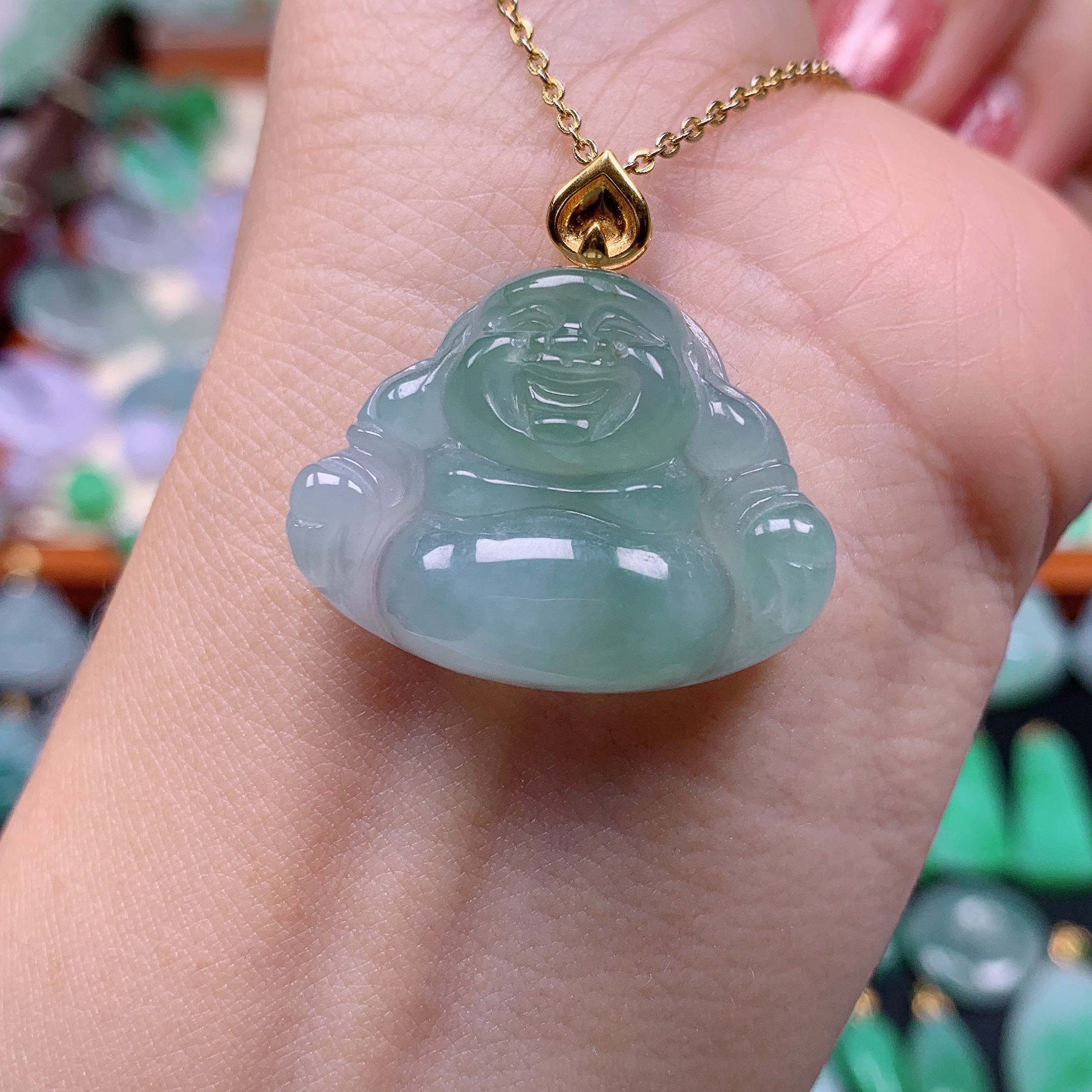 缅甸天然A货翡翠，冰晴佛公 编号230/1208尺22-29-7.4