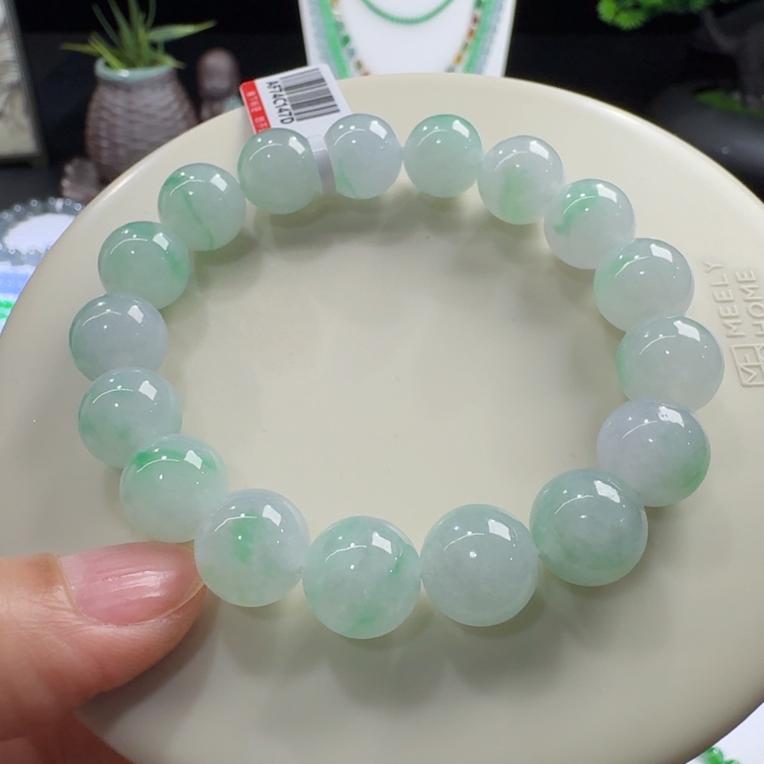 翡翠未镶嵌手链冰胶阳春白雪单圈11.8mm