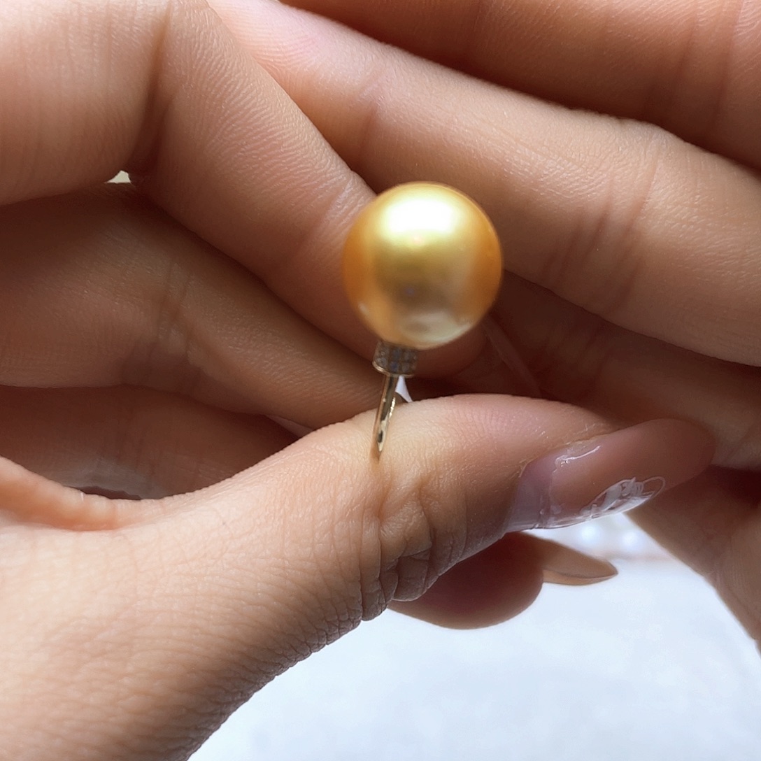 海水珍珠戒指18K金镶嵌