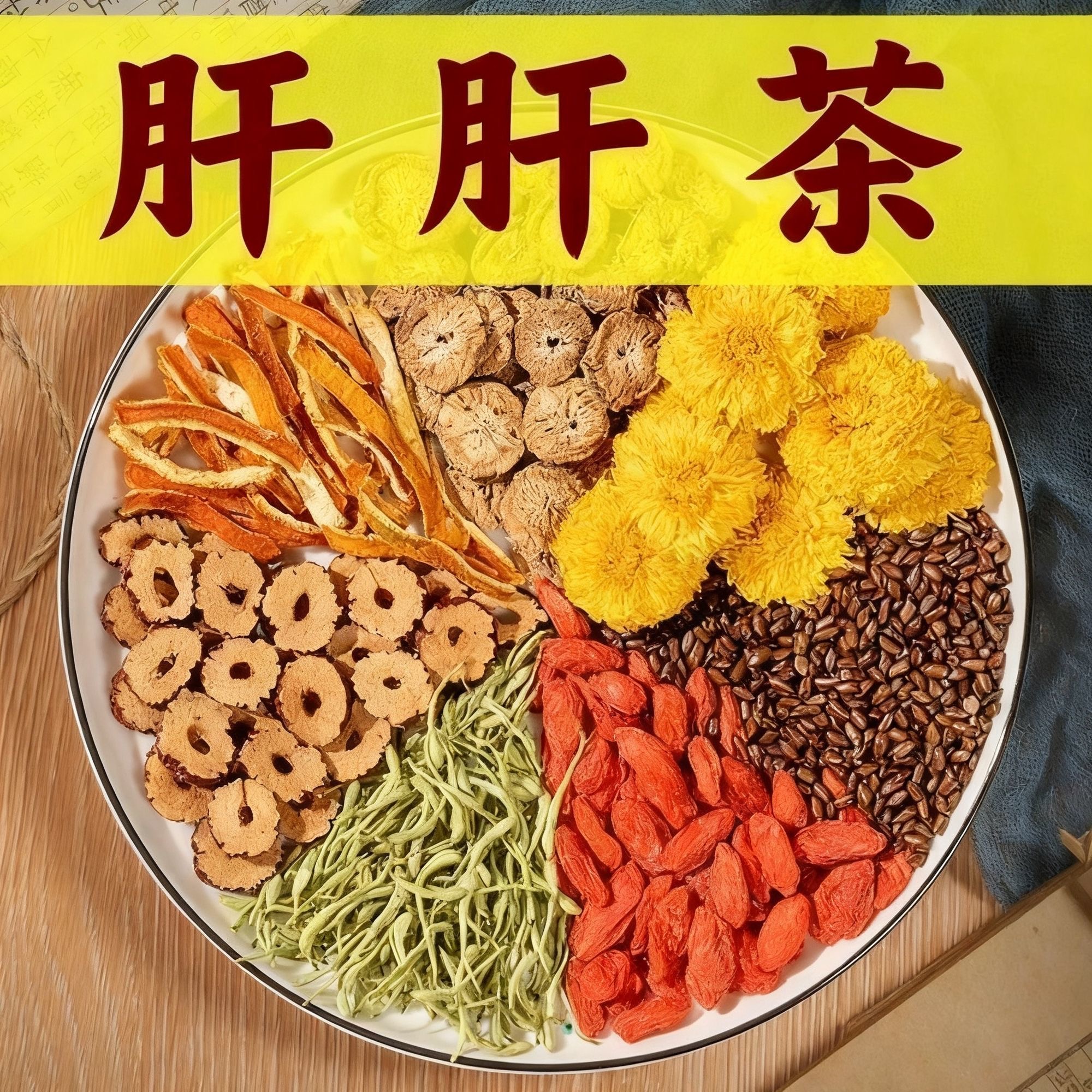 【黄菊牛蒡茶】 黄菊+牛蒡+决明子+枸杞+金银花+陈皮+红枣