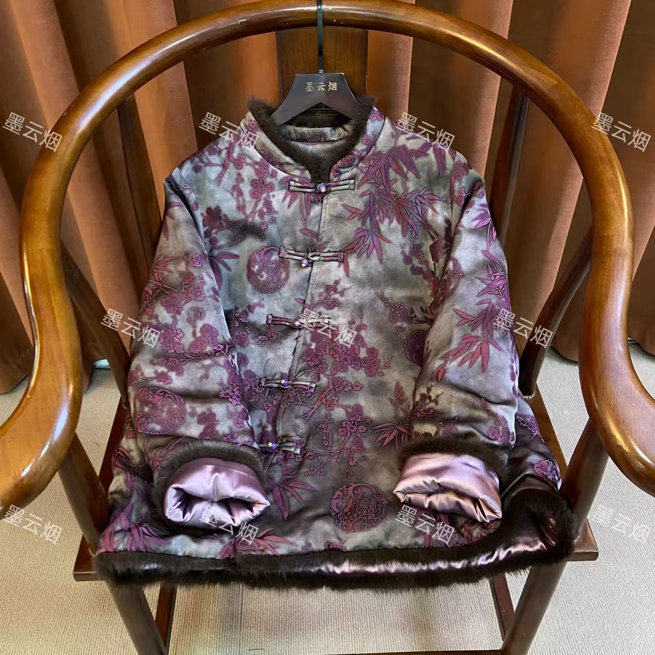 【紫竹】新中式加厚提花刻花唐装国风网红时尚重磅系扣秋冬潮流2597