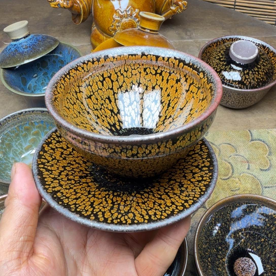 我***客茶盏建盏精品三有金油滴