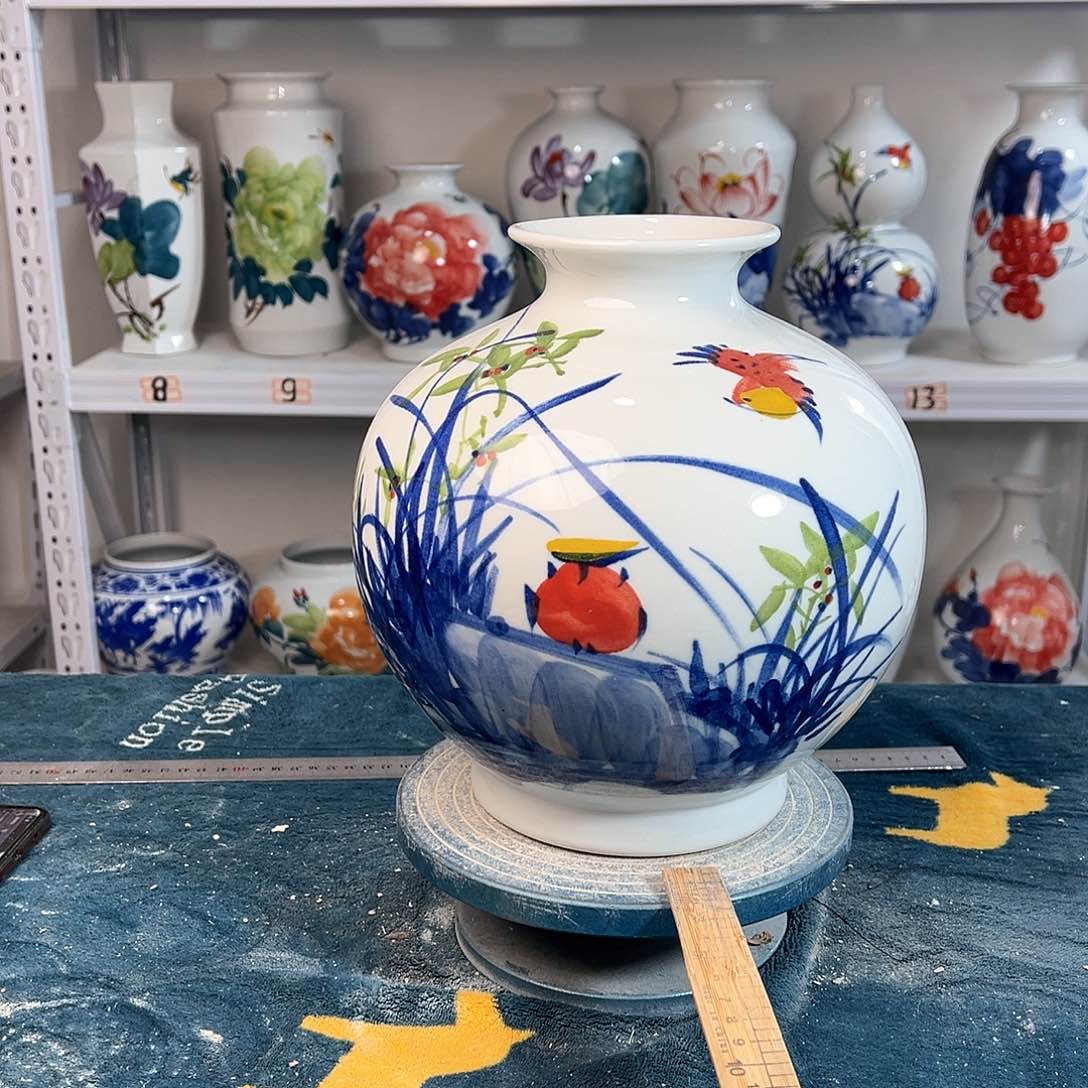 摆件景德镇陶瓷石玉鸟