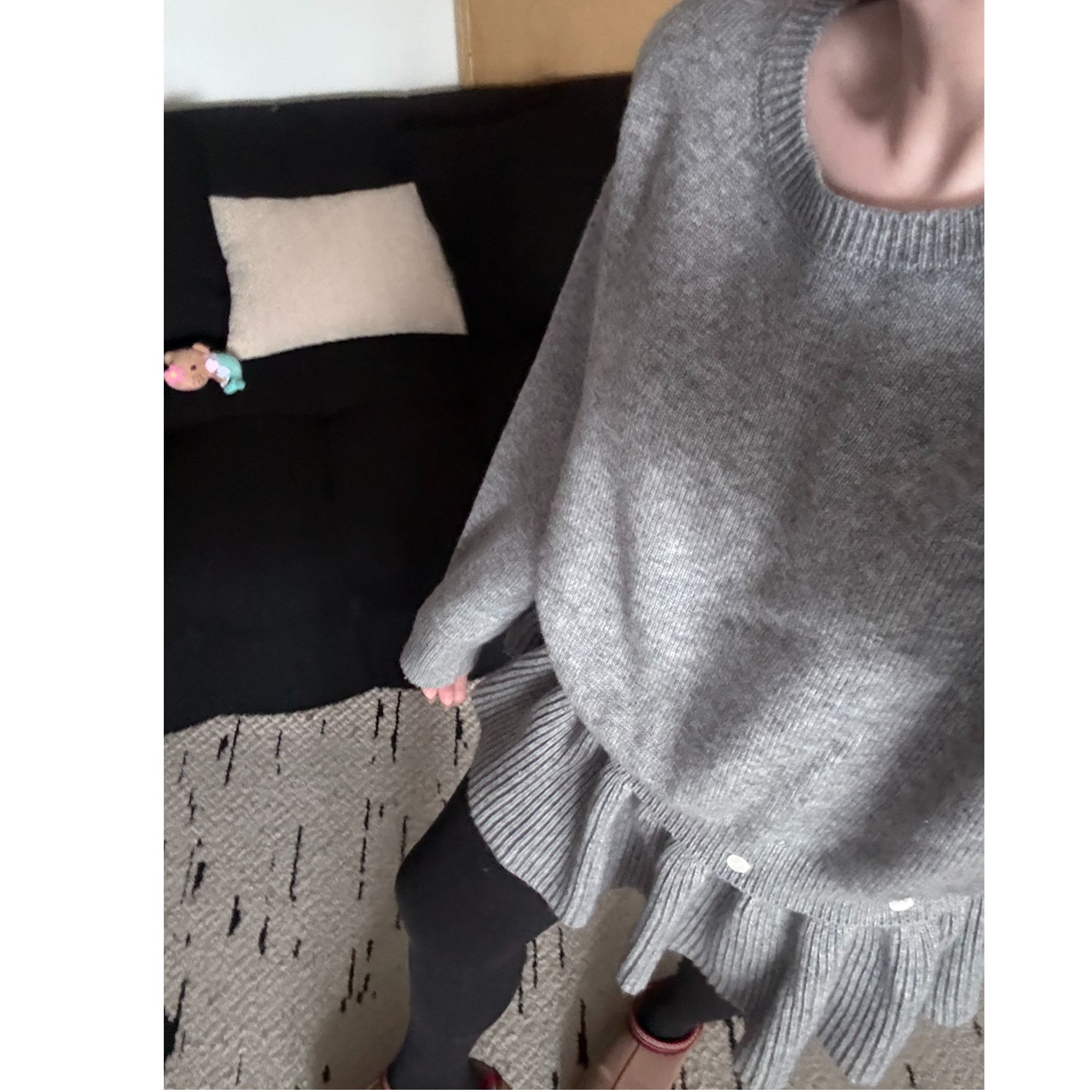 晶咕软软【乖乖女】韩系慵懒风可拆卸花边下摆两穿针织毛衣