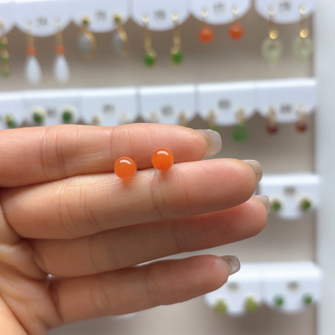 南红玛瑙耳饰银S925镶嵌2