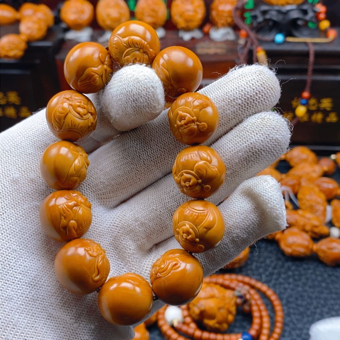 橄榄核手串/手链一青老师1.65圆珠财神