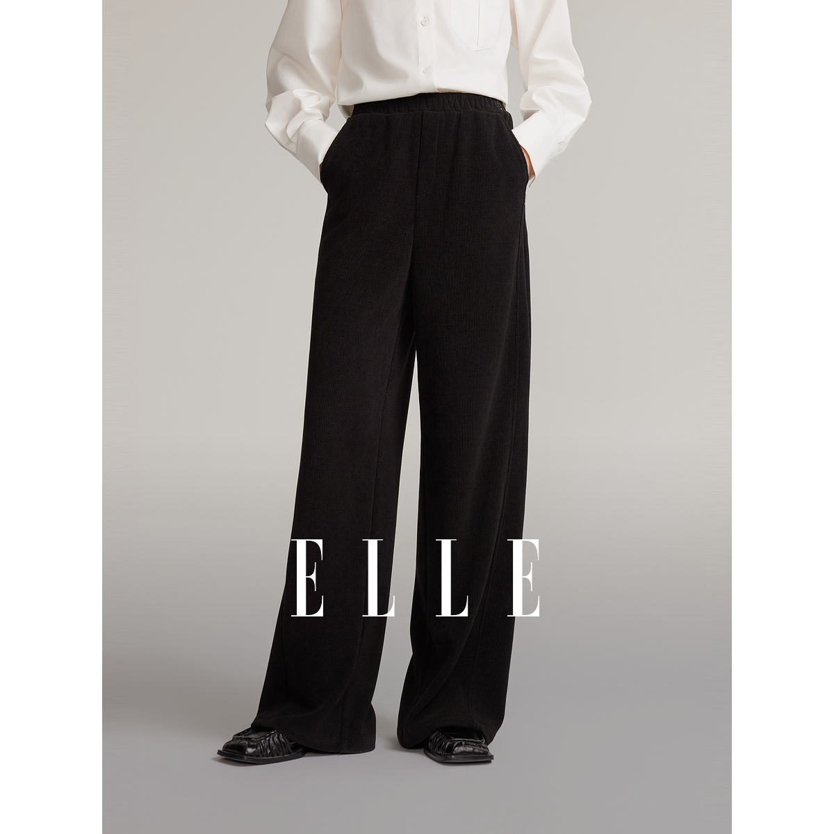 显瘦垂感休闲裤2024冬季新款欧若风高腰拖地时尚简约EK40078