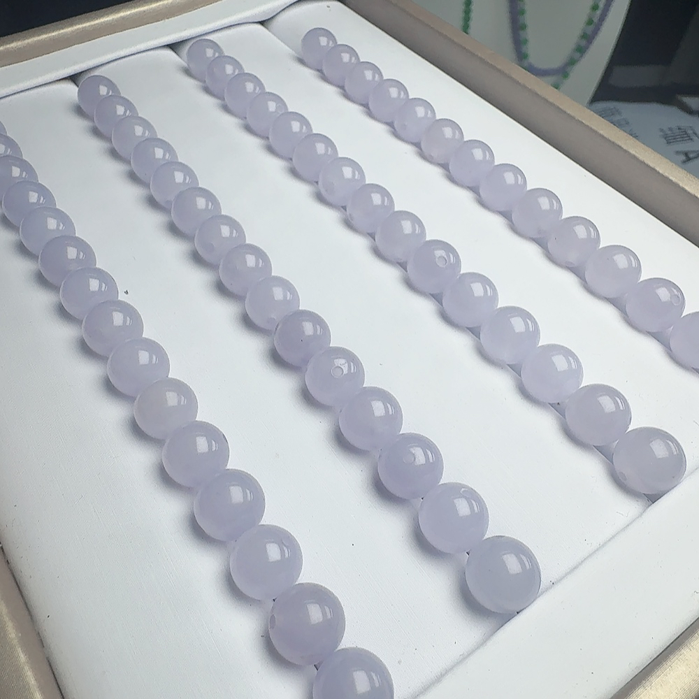 天然缅料A货  冰烟紫 散珠10mm发一