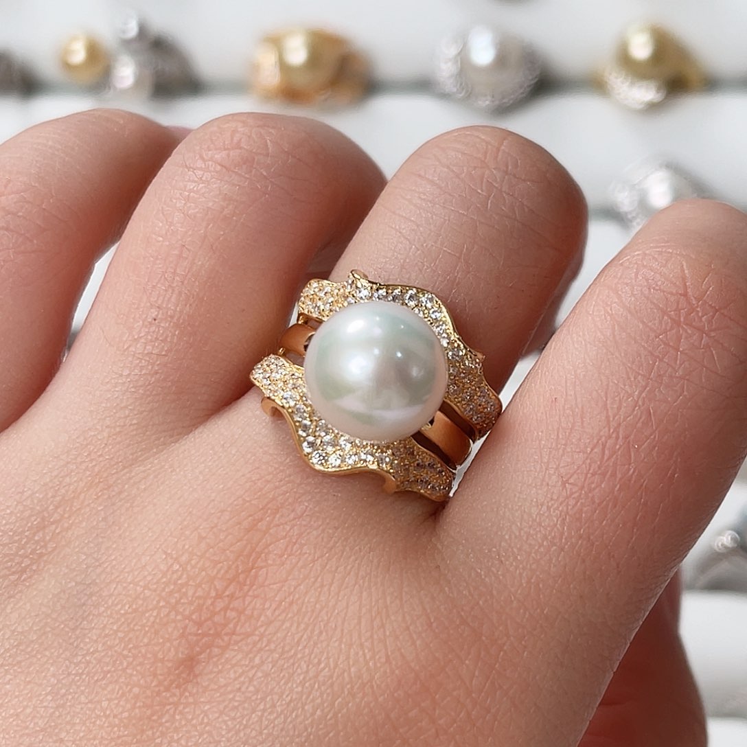 淡水珍珠戒指银S925镶嵌