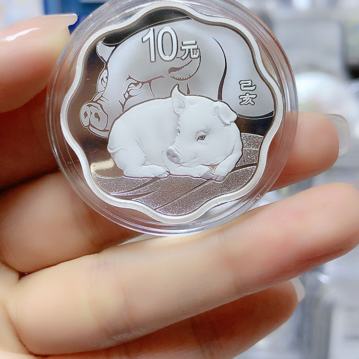 【闪购商品】纯银2019猪原盒证梅花银币