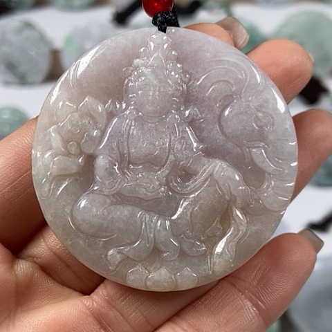 翡翠颈饰未镶嵌普贤菩萨微瑕福利