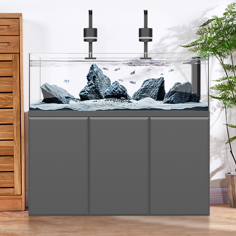 汉霸超白玻璃溪流缸2025新款鱼缸底滤40宽客厅家用落地生态鱼缸