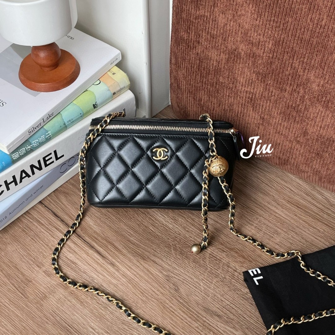 99新 Chanel/香奈儿 黑金23C金球长盒子尘袋芯片BJM12-1326