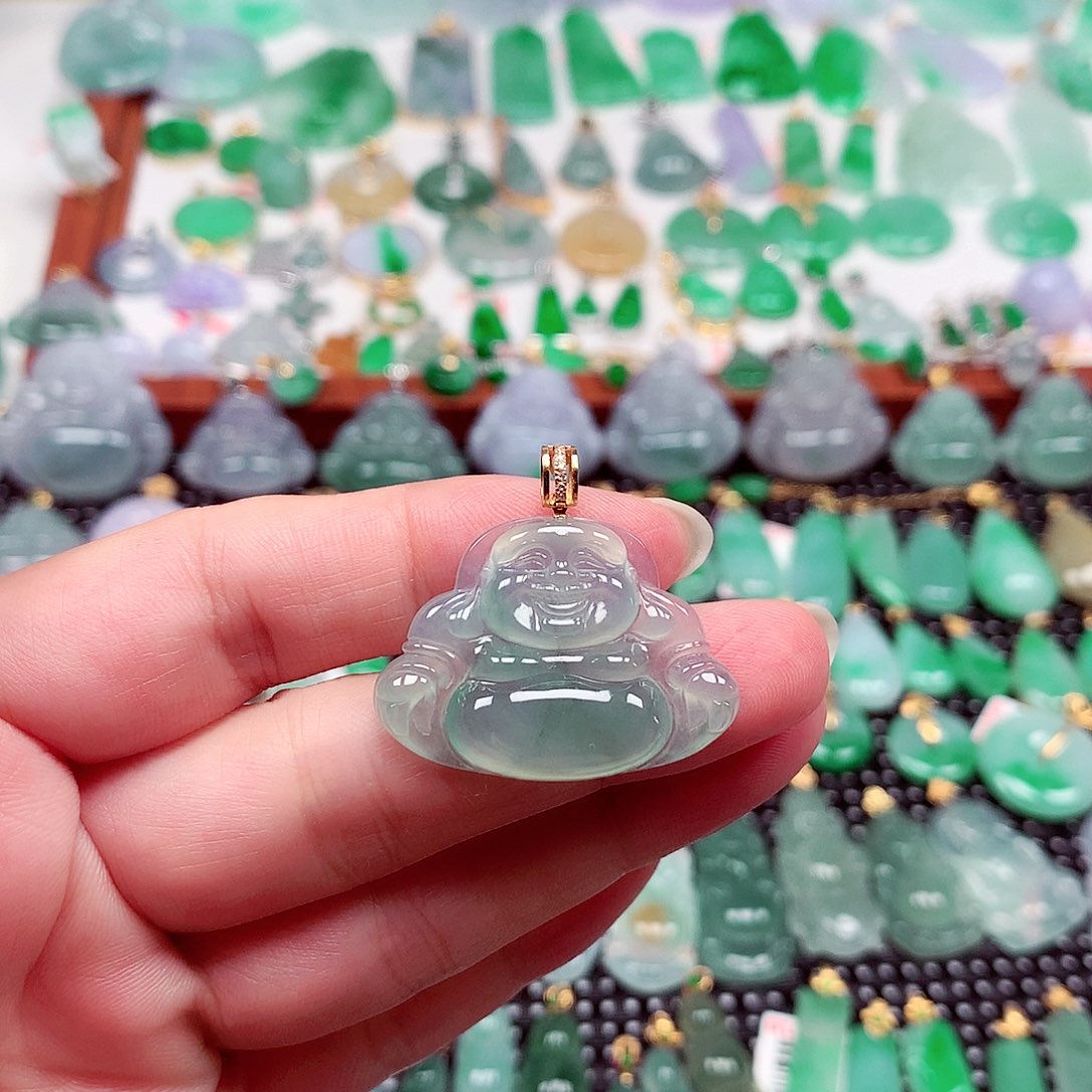 吊坠(不含链)18K金镶嵌翡翠天然翡翠A货