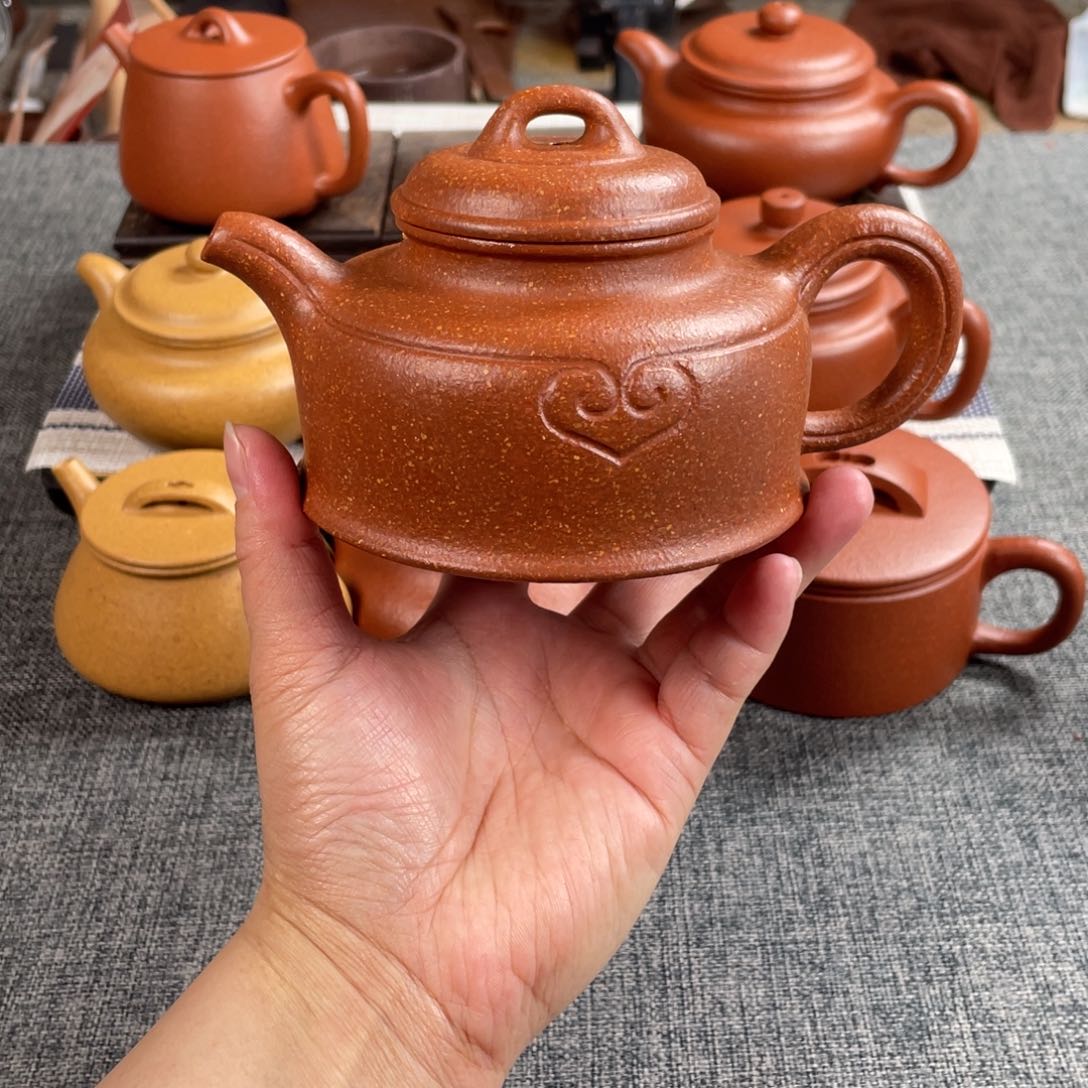 茶壶紫砂红降坡如意德钟全手16目260