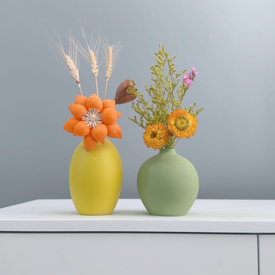摆件陶瓷花瓶摆件含花总高约20-30cm