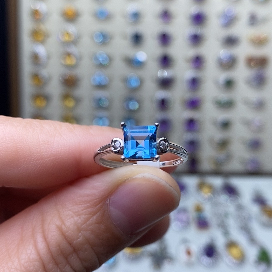 托帕石戒指银S925镶嵌需要证书备注