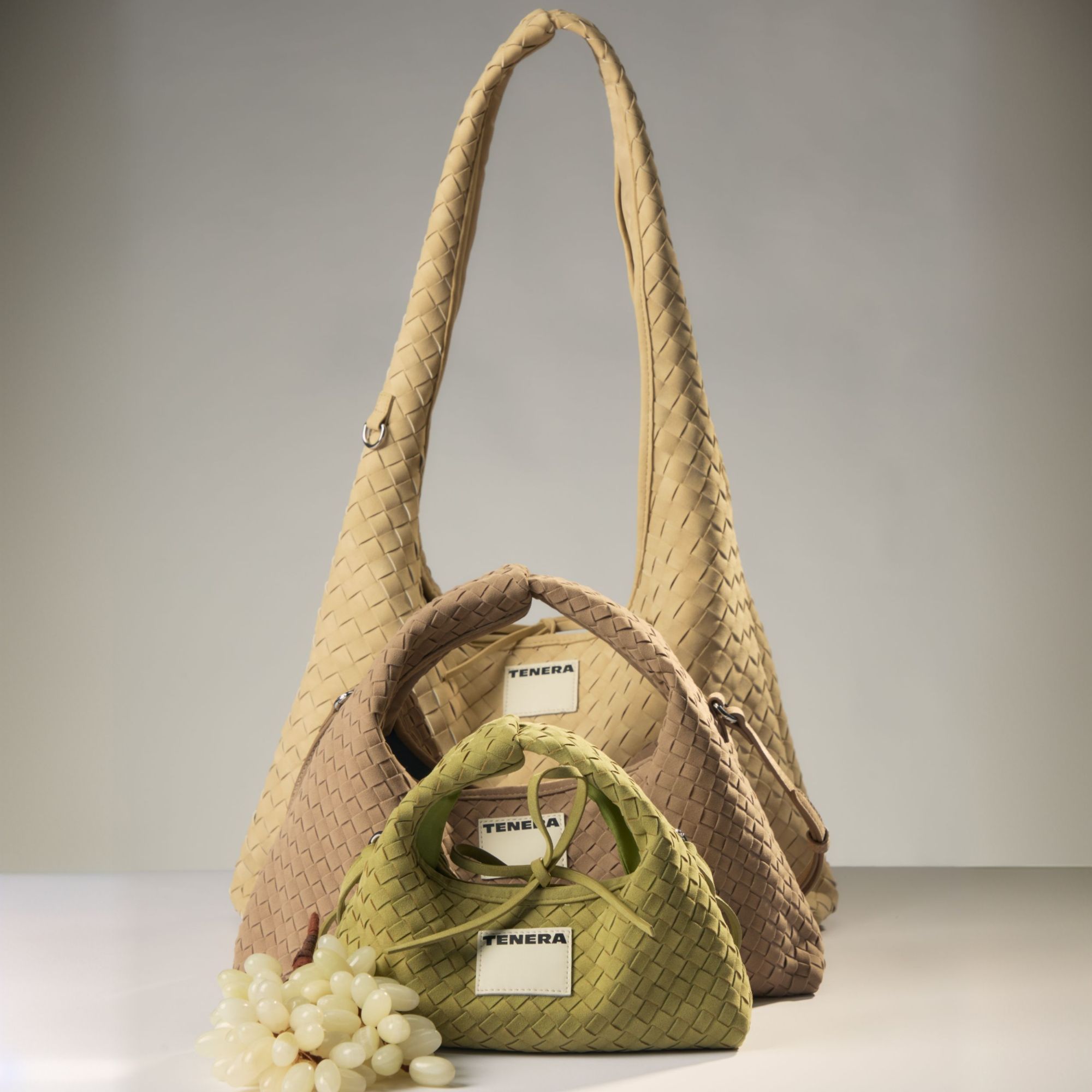 TENERA仿麂皮编织系列斜挎手拎hobo包时尚