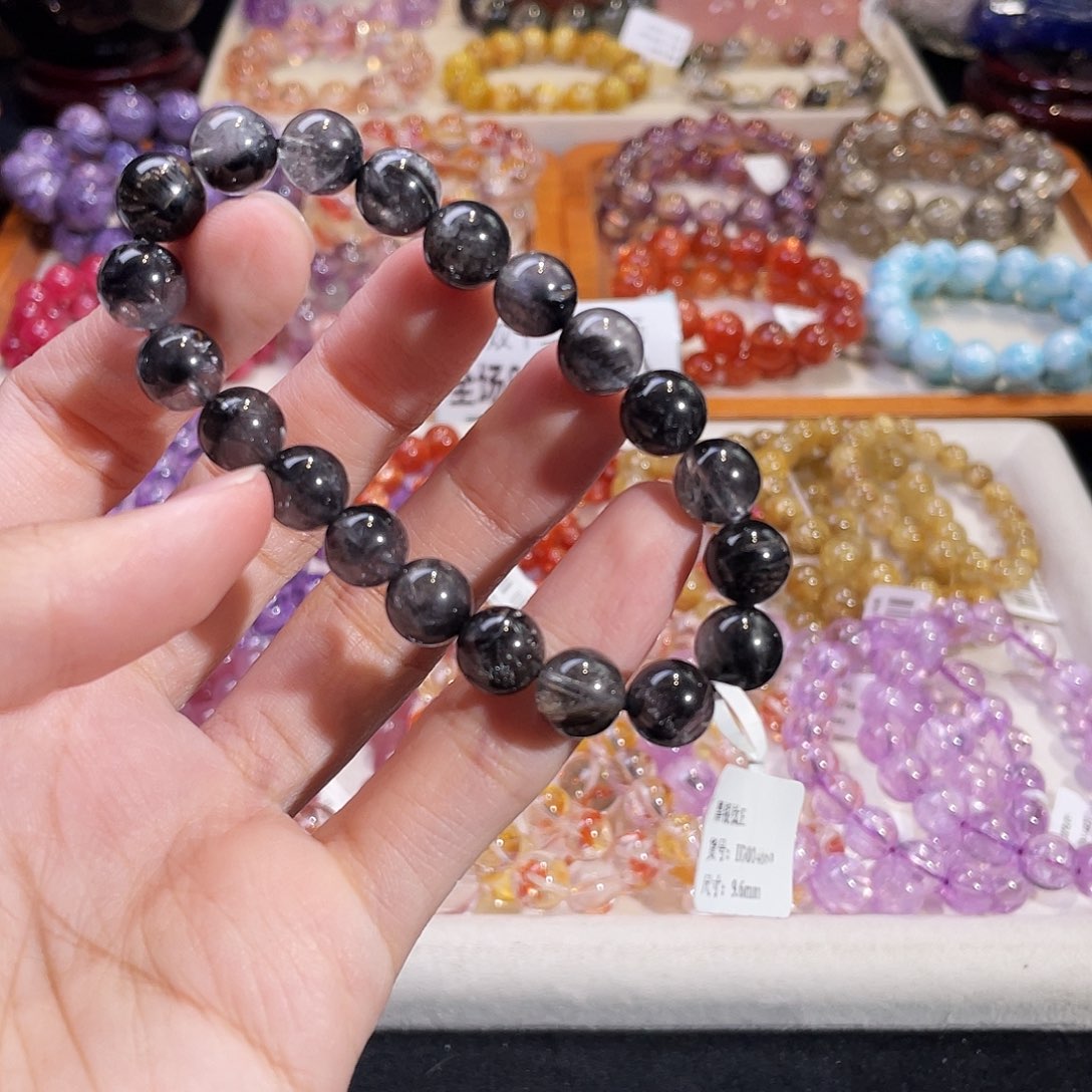 手链未镶嵌水晶黑银钛9.6