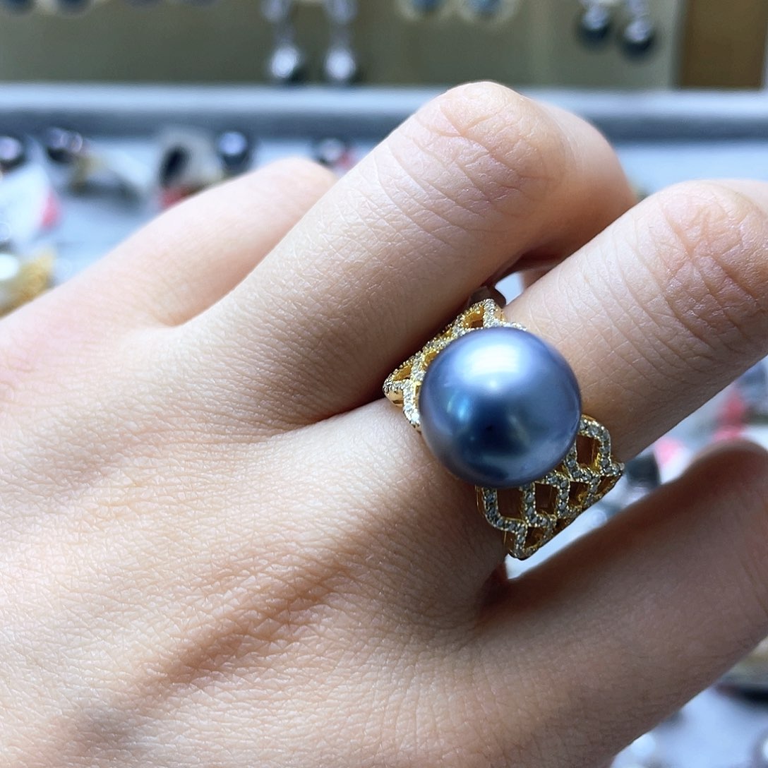 海水珍珠戒指银S925镶嵌