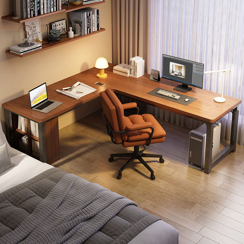 转角电脑桌电竞双人台式家用拐角式办公桌游戏桌卧室L型书桌书架