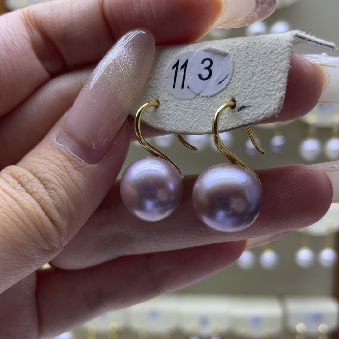 淡水珍珠耳饰银S925镶嵌