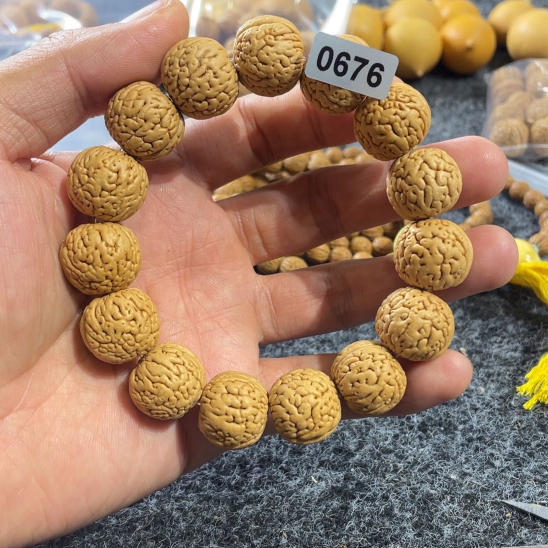 吊坠桃核脑纹鲍鱼脐桃核手串0676
