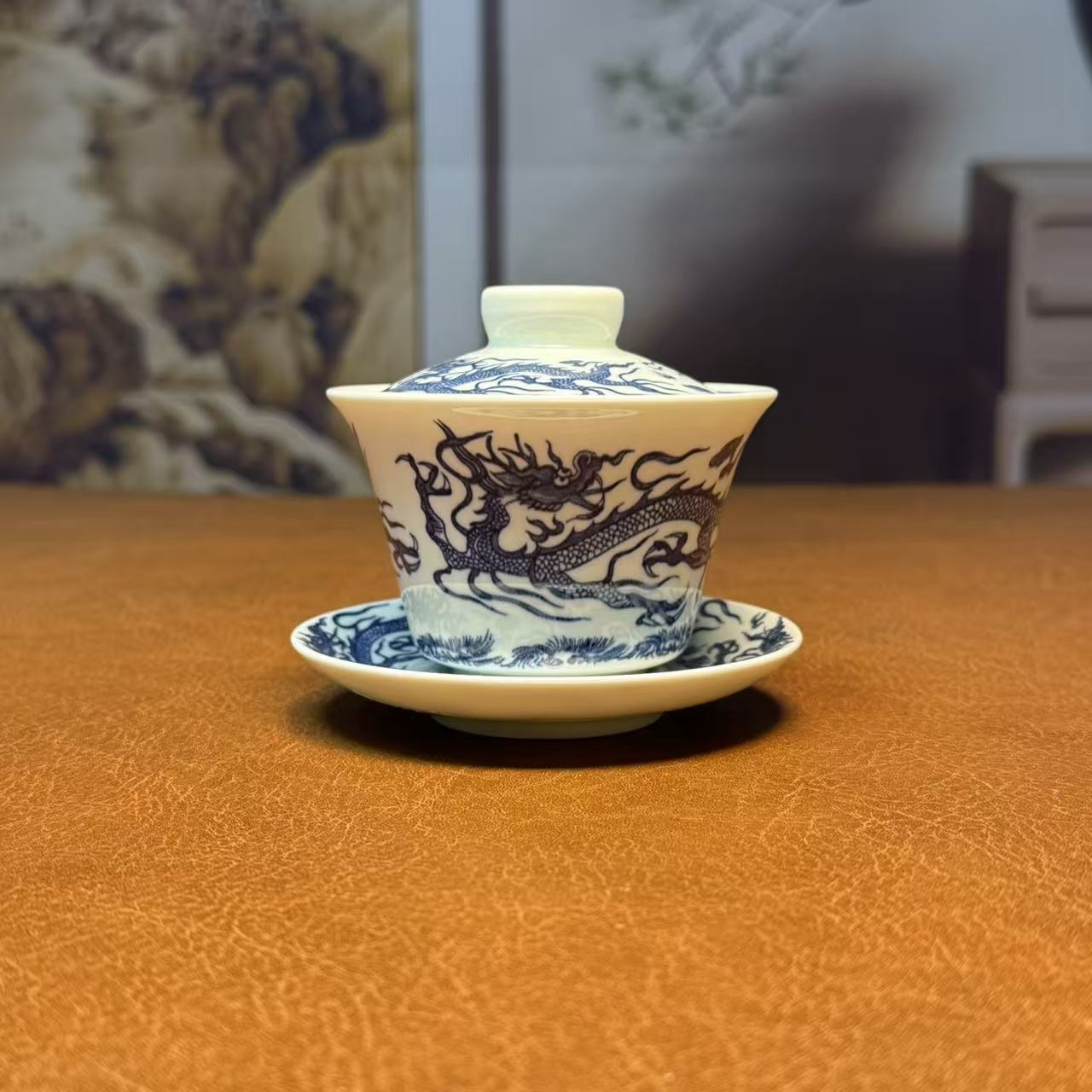 悬停龙纹三才盖碗 ZHZ089