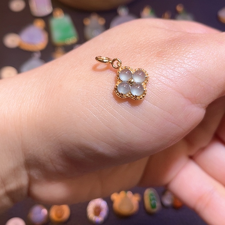 翡翠银S925镶嵌吊坠(不含链)天然翡翠