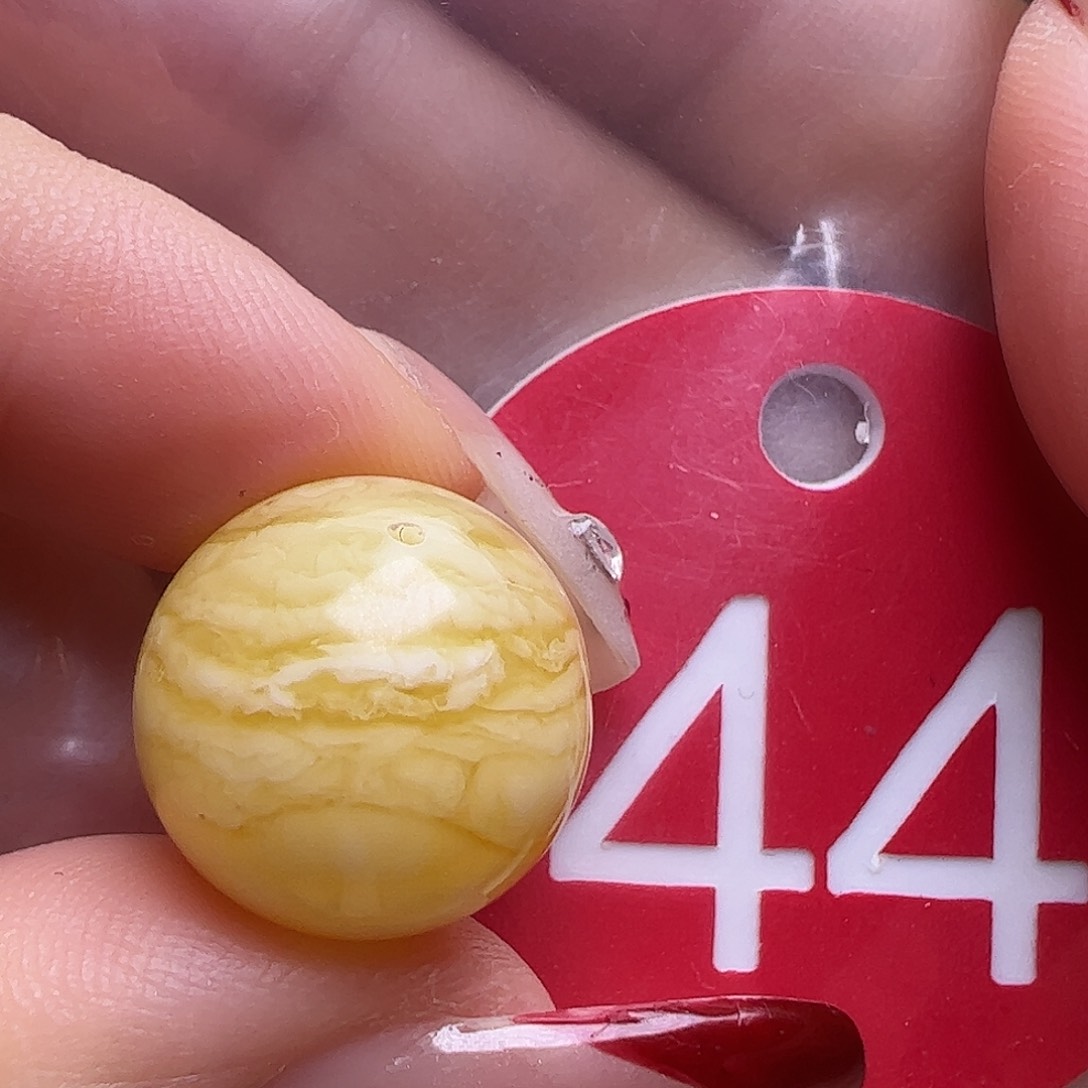 蜜蜡未镶嵌珠宝奇石微花粉15mm白蜡虎皮圆珠