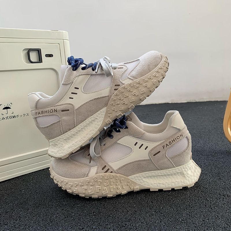 夏季内增高网面透气厚底老爹鞋女2025年爆款复古休闲运动鞋