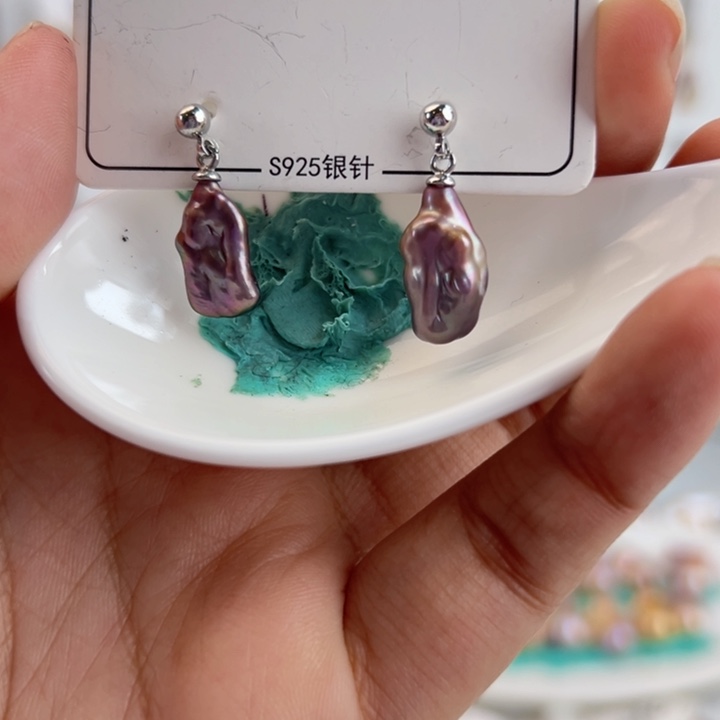 淡水珍珠耳饰银S925镶嵌