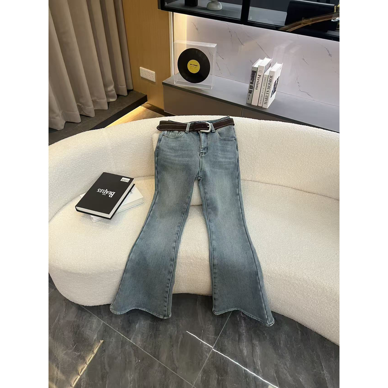 2025美式牛仔轻薄直筒微喇裤高腰显瘦休闲百搭LG-10