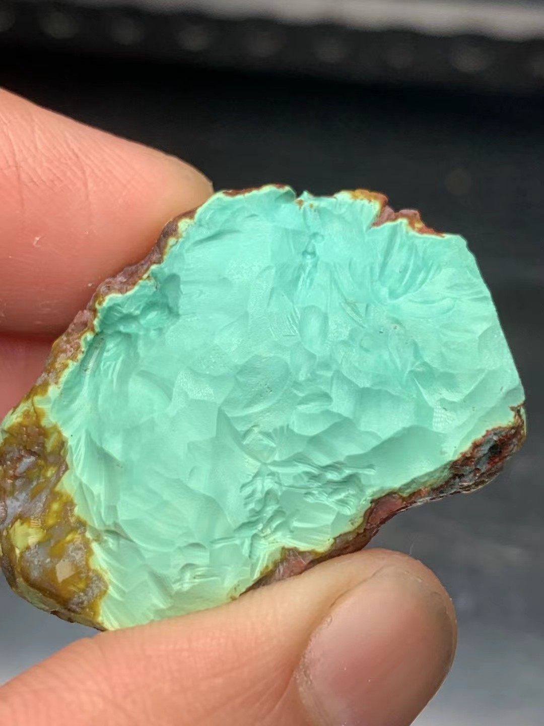 原石打磨绿色蓝色雕刻时尚银制毛衣链手工彩色链子百搭