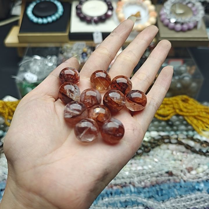散珠玛瑙/玉髓一个纯天然牛血红胶花圆珠15mm