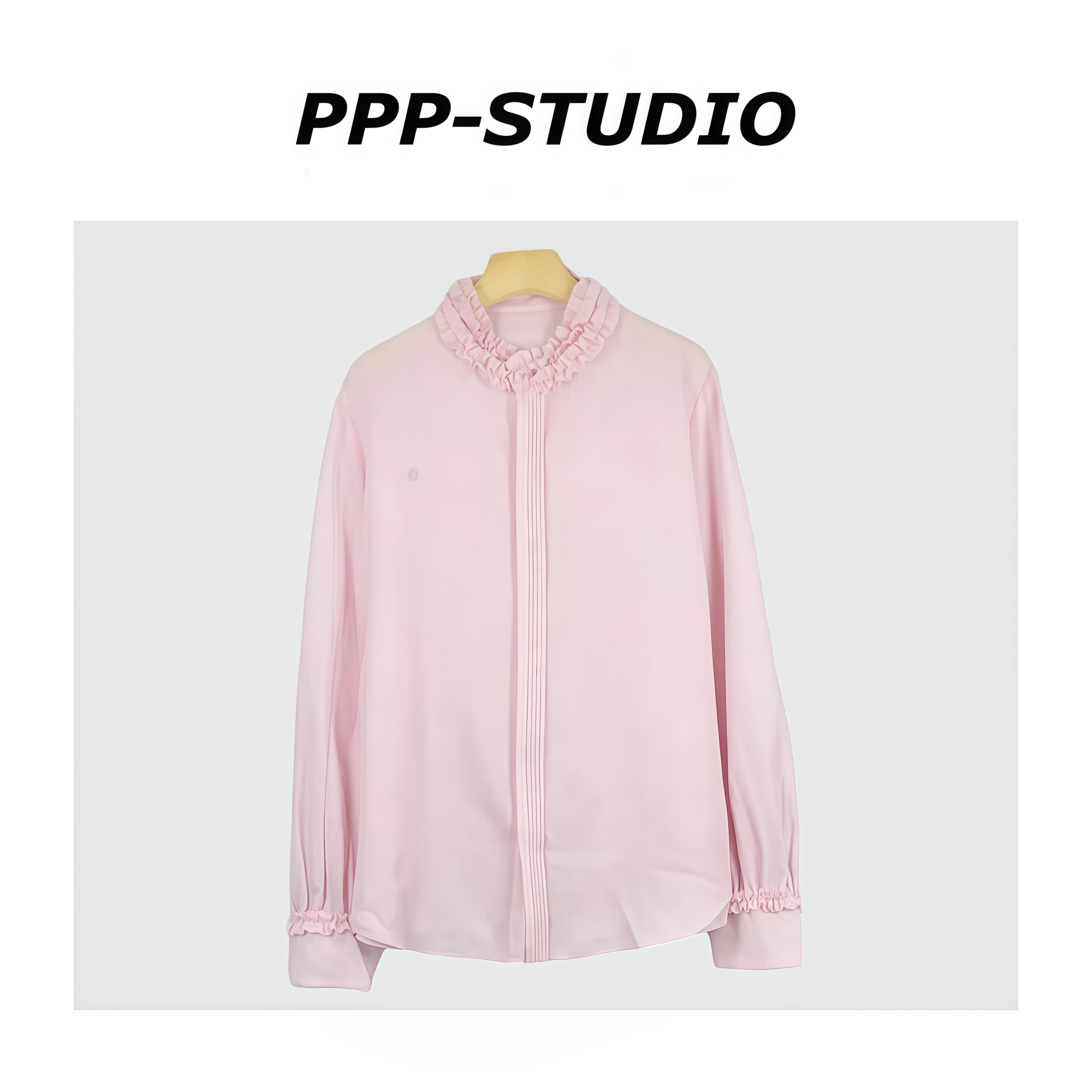 『PP-STUDIO』冬季新款时尚百搭设计款木耳边中式上衣*20253624