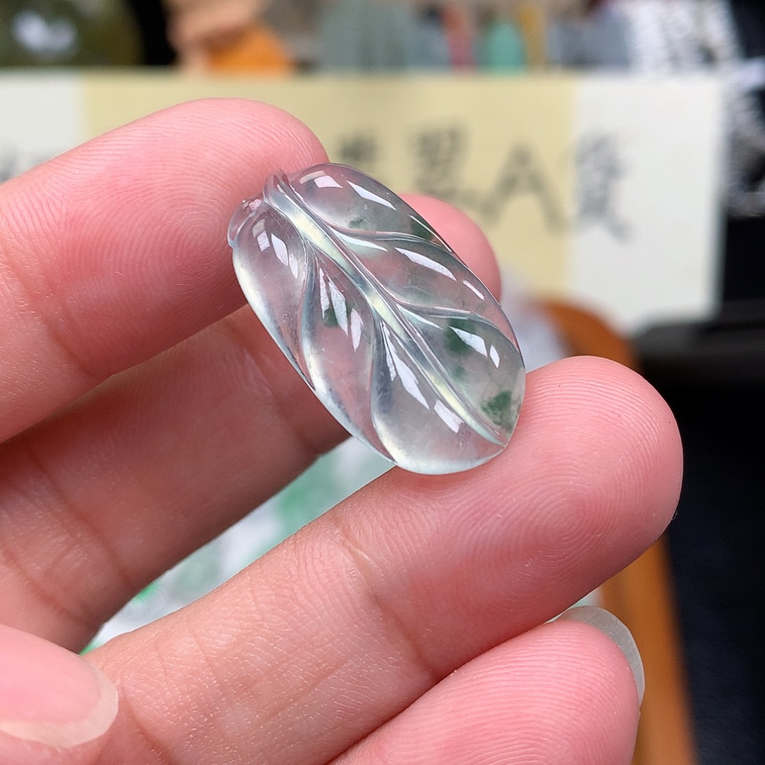 翡翠裸石缅甸天然A货翡翠冰种叶子