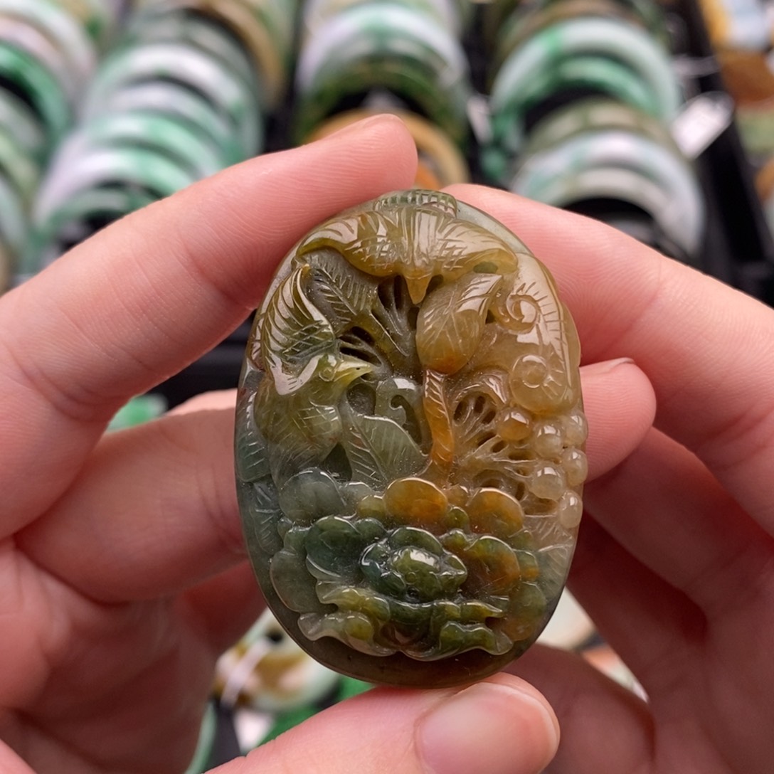 翡翠颈饰未镶嵌花开富贵27号