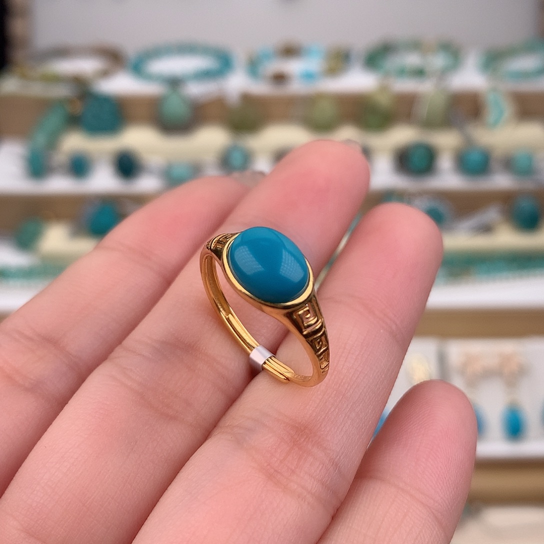 绿松石银S925镶嵌戒指