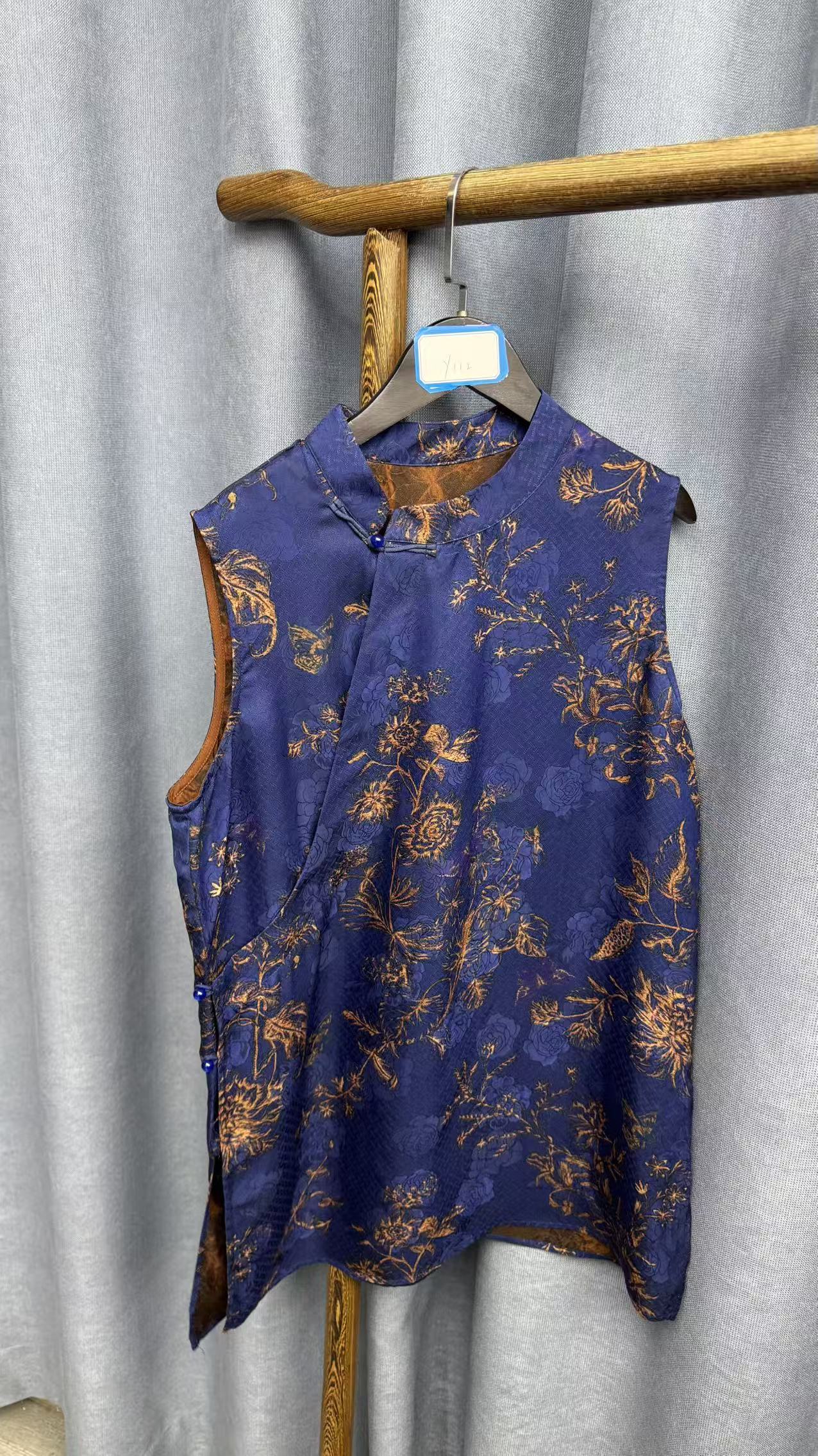 2025夏季新款时尚简约新中式桑蚕丝香云纱奥黛提花上衣女Y112