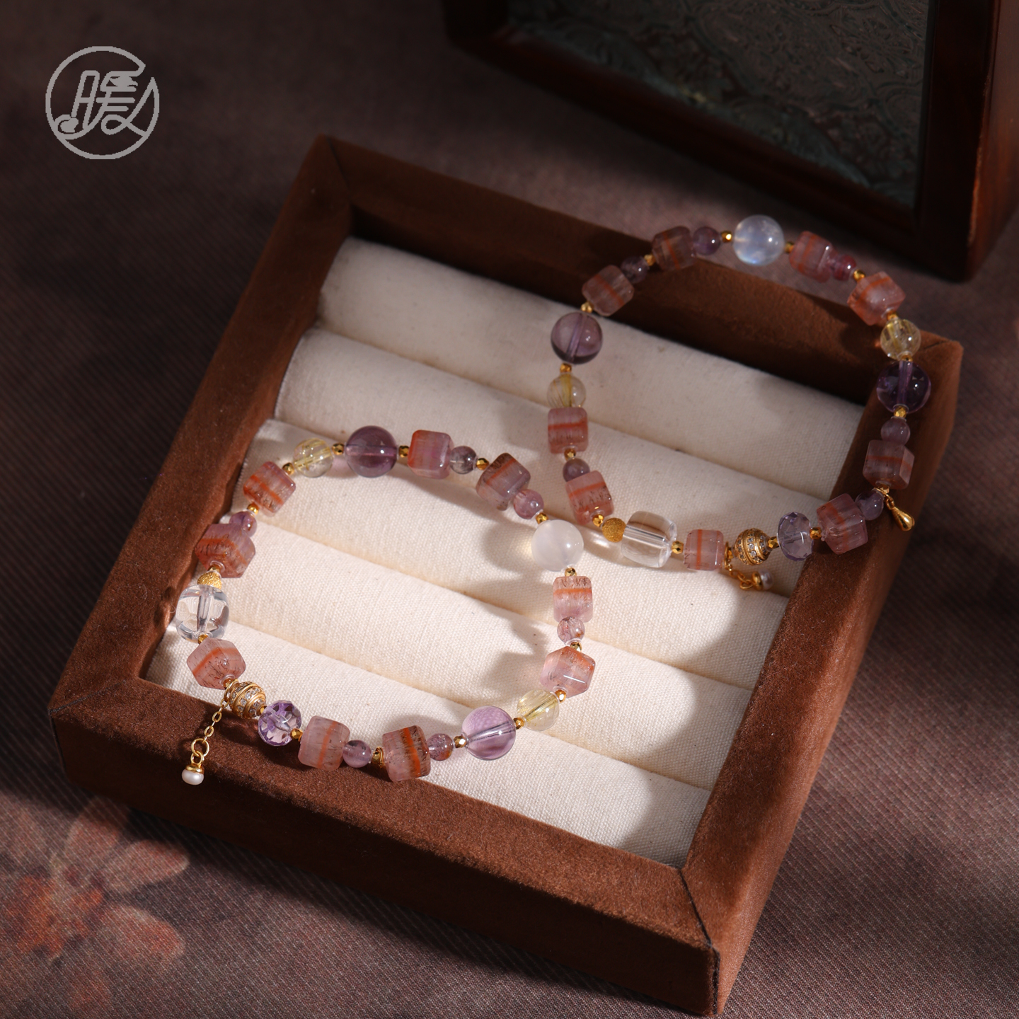 单圈极光水晶多宝手串搭配桶珠吊坠手链F5751多样性发一