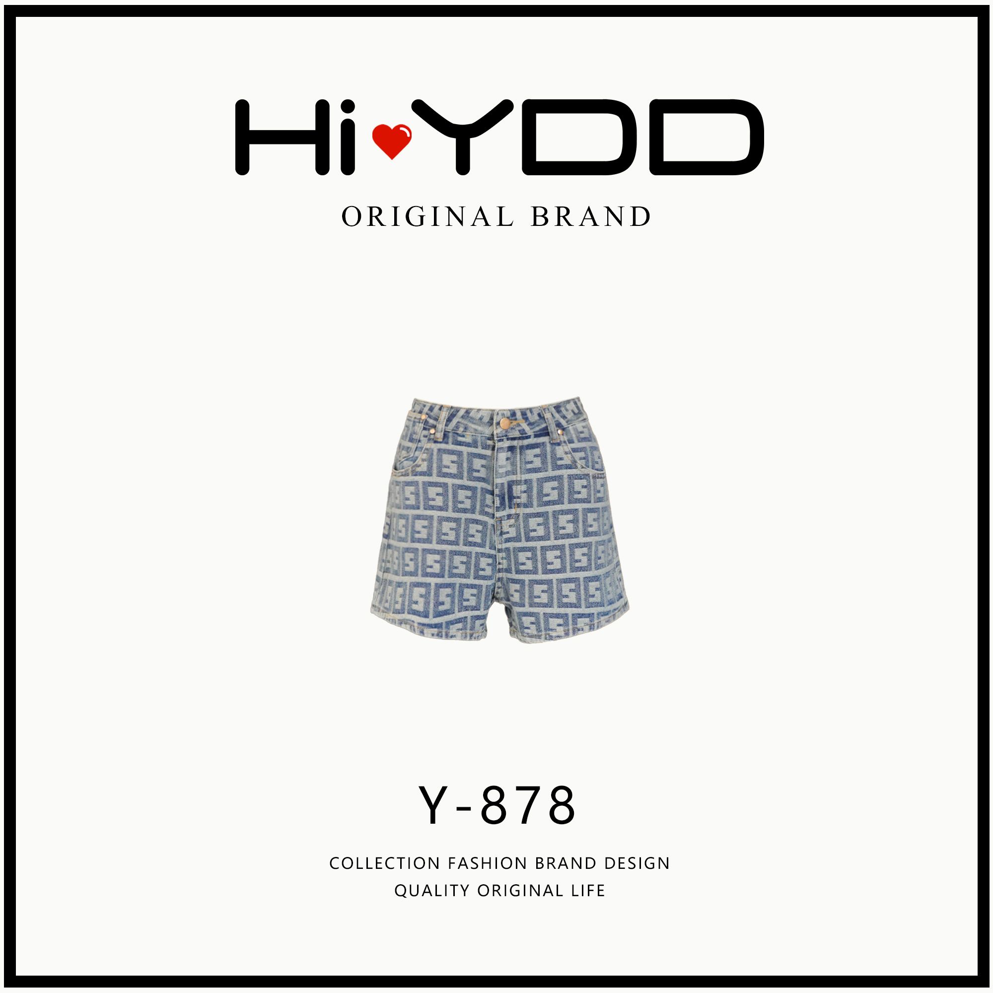 YDD•「Y-878」新款满花修身复古中高腰休闲牛仔短裤NZ-003