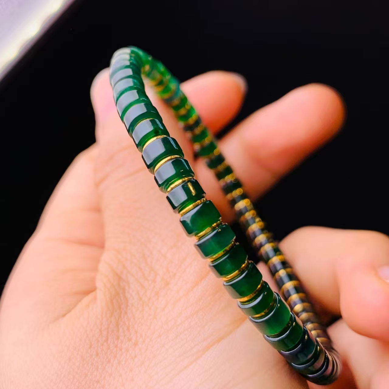 精工翡翠单圈，原矿菠菜绿，精工药片