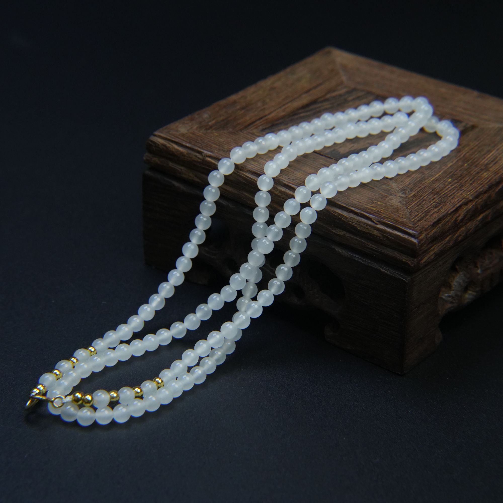 ·腾春· 臻品精选和田玉特优白玉4mm万能百搭项链