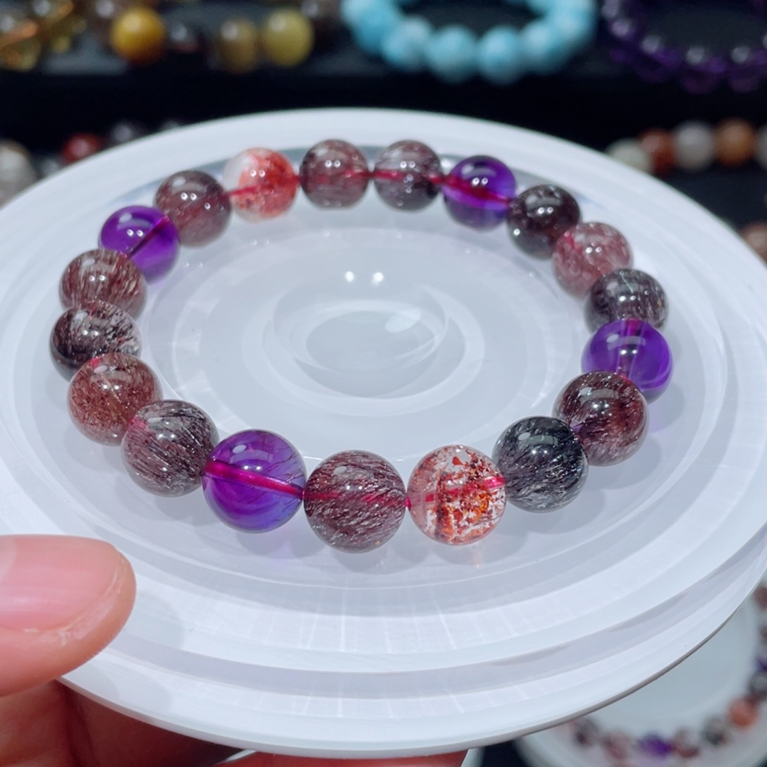 水晶手串未镶嵌超七手链，晶体通透