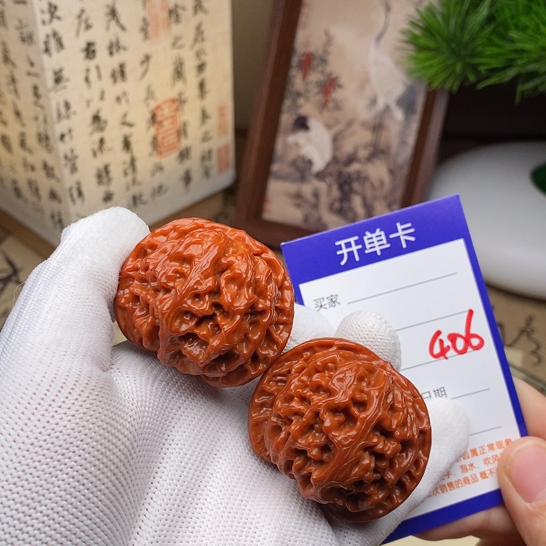 涛***）文玩核桃把件44苹果园406