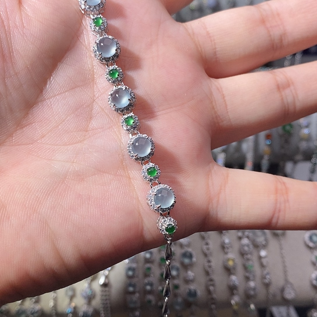 翡翠银S925镶嵌手链