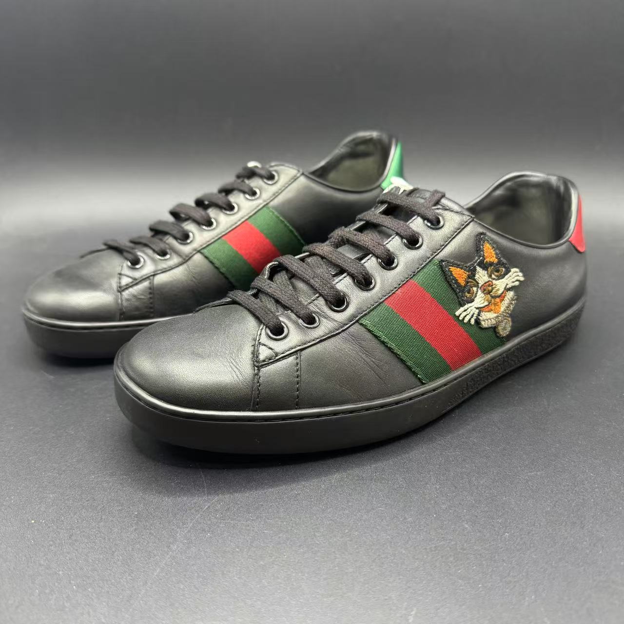 GUCCI/古驰男士logo黑色板鞋40.5码lb367