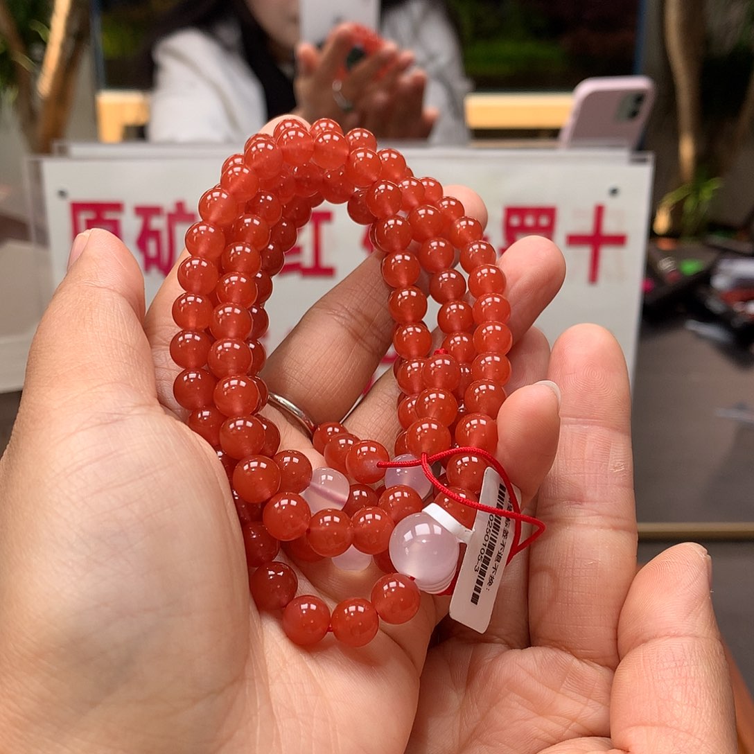 南红玛瑙南红7MM冰红108未镶嵌